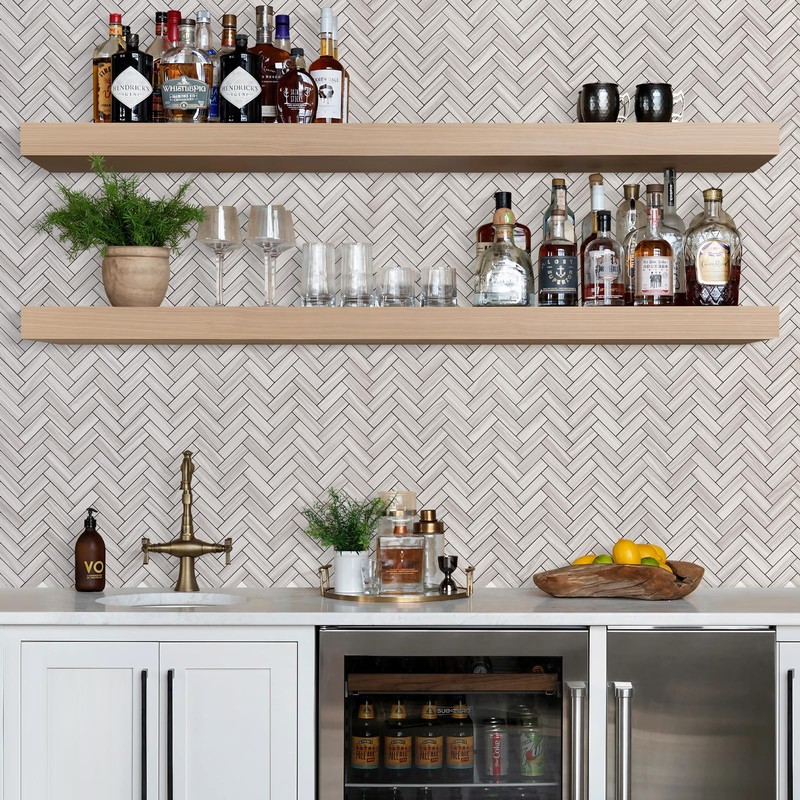 STICKGOO 10-Sheet Peel and Stick Backsplash, PVC Backsplash Tile, Herringbone
