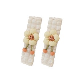 2PCS Flower Car Seat Belt Covers, Cute Car Seat Belt Pad Neck Cushion for Kids and Adults, Comfortable Car Seatbelt Shoulder Strap Protector Covers, Car Accessories for Most Vehicles (Beige)