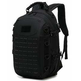 ORILOOSEN Heavy duty zipper tactical backpack Outdoor Tactical Backpack Nylon canvas backpack，hiking camping travel Backpack， 3-day backpack，water resistant (Black)