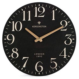 NIKKY HOME Farmhouse Wall Clock Silent Non Ticking - 12 Inch Quartz Battery Operated Vintage Wooden Round Black Clock Home Decor for Kitchen, Living Room, Bedroom, Office
