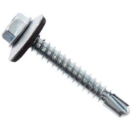 Merriway BH04081 (100 Pcs) Self Drill Hex Head Hardened Roofing Screw with Bonded Rubber Washer, 5.5 x 38 mm (#9 x 1.1/2 Inch) BZP - Pack of 100 Pieces