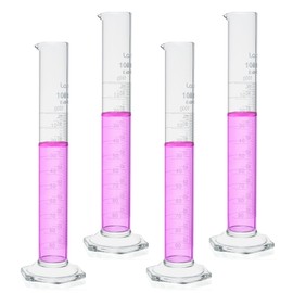 Labvida 100ml Measuring Cylinder Set, 4PCS Borosilicate Glass with Hexagonal Base and Spout, Class B, LVE005