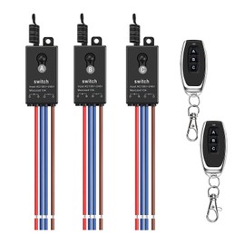 Meskliu 3 Way Mini Remote Control Switch,AC 110V/120V/220V/240V/10A Relay ON/Off Switch with 328FT Long Range,Wireless RF Switch for Motor,Lamps,LED Lights,Fans(2 Remote Controls,3 Receivers)