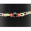 Lucky Brand Gold plated chain black amber and red stones