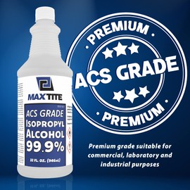 MaxTite 99.9% Isopropyl Alcohol ACS Reagent Grade (4 Gallons, 16 Pack 32 fl oz) - High Purity Premium ACS Reagent Lab Grade - Made in USA