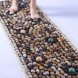 Comfortable Foot 편안한발 매트 발지압 지압기 지압 자갈 천연석 [F. 40x150CM 세 원 동심 고밀도] Comfortable Foot Mat Foot Pressure Stimulator Acupressure Stone Natural Stone [F. 40x150CM Three Ring Concentric High Density]