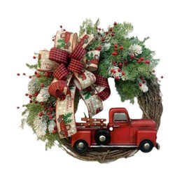 Kangmeile Christmas Garland, Autumn Pine Cones Christmas Garland with Red Truck, Vintage Pumpkin Truck Autumn Garland, Christmas Harvest Decorations