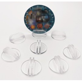 Acrylic Card Stand Round Mini Signs Business Card Stand for Tables, Price Tags, Labels, Menus, Number Holders, 50 Pack (2.4 x 1cm)