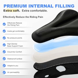 Bike Seat Cushion - Bike Seat Cover for Men & Women Comfort, Bike Cushion for Narrow Bike Seat, BMX, MTB & Road, Bicycle Seat Cushion Fit for Peloton, Spin and Stationary Bike, Indoor Outdoor Cycling