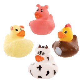 Baker Ross FE326 Farm Rubber Duck Bath Toy - Pack of 8 Toys for Small, Party Bag Fillers and Bath Toys for Children