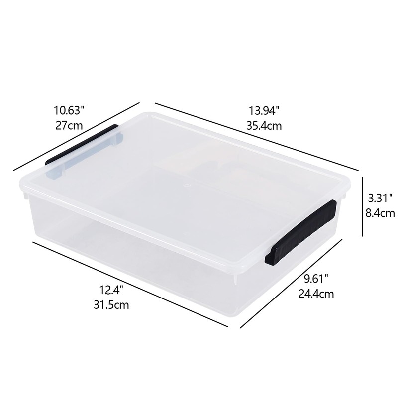 Guankan 6 Quart Shallow Storage Box with Lid, 4 Pack