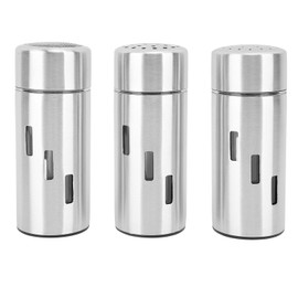 3Pcs Salt and Pepper Shakers Set Stainless Steel 3 Sizes Hole Spice Dispenser Seasoning Container Bottle for Kitchen Outdoor