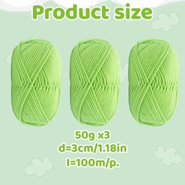 Three 50g Balls of Premium Crochet Yarn, Soft and Durable Wool for Beginners, Ideal for Scarves, Hats, and Small Accessories, Works with 3.0mm Hooks and 9-10mm Needles
