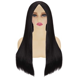 Women's Long Black Straight Wig, Halloween Costume Wig Ladies Long Straight Synthetic Black Wigs for Women Halloween Cosplay Party Fancy Dress Accessories Y7HCZJF