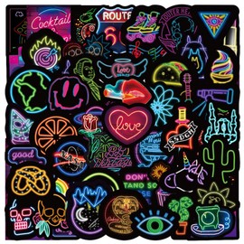 Sticker Pack of 100, Neon Graffiti Sticker Decals, Waterproof Vinyl Stickers for Laptop, Suitcase, Guitar, Luggage, Bike, for Children