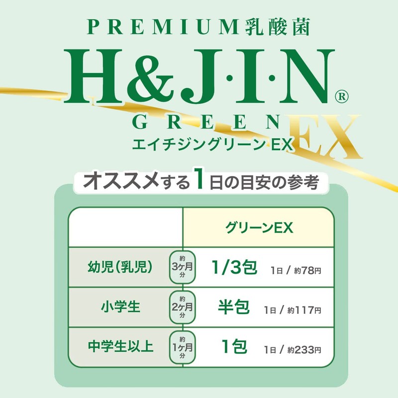 Premium乳酸菌H&JIN グリーンEX 人用 30包 乳酸菌 サプリメント エイチジン 人間用 腸活