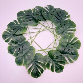 Urier Mini Artificial Palm Leaves,11" Artificial Leaves for Decoration,Center Pieces Decoration for Table Party,Leaves Wall Decor for Wedding Shower Decorations (50)