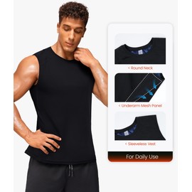 Junlan Sauna Shirt for Men - Waist Trainer Sweat Vest Gym Top for Gym Workout(Black,2X-Large)