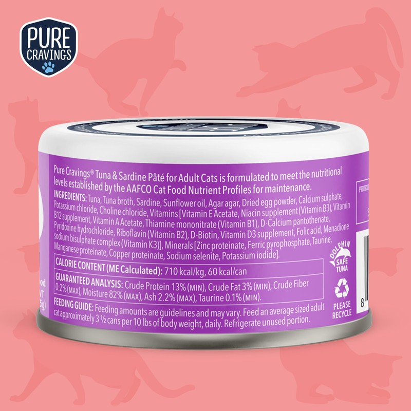 Pure Cravings Tuna and Sardine Pate, Canned Wet Cat Food,