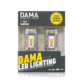 DAMA 3157 T25 3457 High Power Switchback LED Bulbs w/CANbus Error Free Turn Signal Reverse Backup Parking Tail Brake Light 6000K White 2600K Amber | Pack of 2