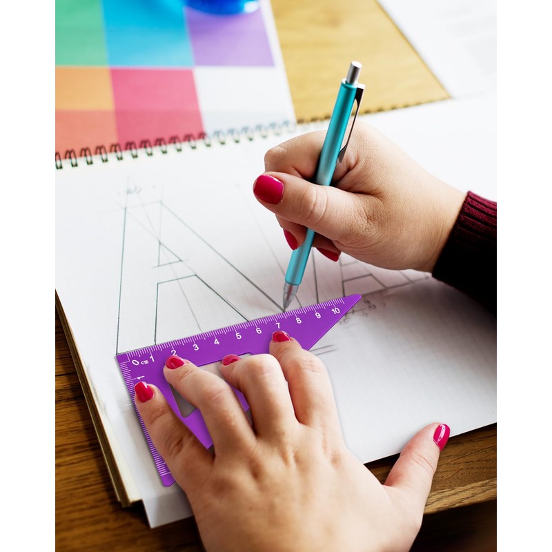 Honagu Triangular Ruler Set, 8 Pieces/2 Sets Aluminum Alloy Ruler,