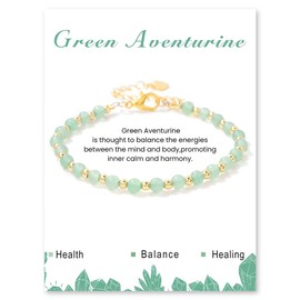 Uwiyo Natural Stone Bracelet for Women, 4 mm Pearl Bracelet, Gold-Plated Ball Bracelet, Adjustable Gemstone Bracelet, Bead Bracelet for Women, Girls for Birthday, Mother's Day, Christmas, Stone, No