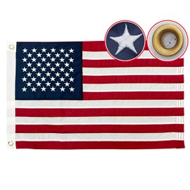 Flagolden American Flag 12x18 Inch for Boat, Embroidered Small Boat Flags for Outside with 2 Brass Grommets, Patriotic Heavy Duty 1x1.5 ft Nautical US American Flag Made in USA