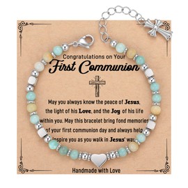 TONY & SANDY First Communion Gifts for Girls, Catholic Holy First Communion Bracelet Christian Easter Basket Stuffers for Teens Teenage Girls Goddaughter Daughter Granddaughter