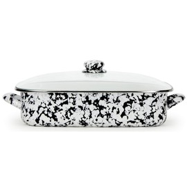 Golden Rabbit Enamelware - Black Swirl Pattern - 10.5qt Roasting Pan