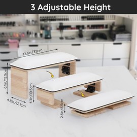 Segbeauty Nail Arm Rest Hand Cushion, Foldable Nail Hand Cushion, Nail Improvement Hand Cushion with Manicure Table Mat for Nail Design, Hand Rest Nail Studio (White, 3 Adjustable Heights)