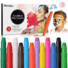 Beesjuy 12 Colours Make-Up Pens for Children, Washable Children's Make-Up, Safe and Non-Toxic, Baby Belly Painting Colour, for Birthday Party, New Year, Christmas, Carnival, Easy to Use
