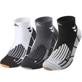 TENYSAF Compression Sport Running Socks: Athletic Socks for Men Women with Cushion,3 Pairs Work Hiking Basketball Ankle Socks