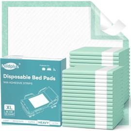 MILDPLUS Bed Pads with Adhesive Strips 30'' X 36'' Disposable Underpads Extra Large Thicker Incontinence Pads for Unisex Adult, Senior, Kids and Pet (10 Count)