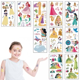 10 Sheets Temporary Tattoo for Kids, Princess Waterproof Paper Tattoo Stickers, for Teens Boys and Girls Arm Face Transfer Tattoos,for Kids Birthday Party Gifts Party Bag Fillers