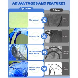 Sportneer Sports Tent, 1 Person Tent Sports Tents for Parents for Cold Day Lightweight Portable Pop Up Tent for Sports Event, Protection from Cold Wind and Rain