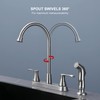 KirlystonE Kitchen Faucet with Side Sprayer, Brushed Nickel 2-Handle Faucet