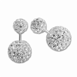 SilberDream SDO8516W Women's Stud Earrings 925 Silver Tribal Design White Silver Stud Earrings, Sterling Silver Cubic Zirconia