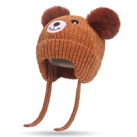 Atsmoce® Baby Beanie Warm Soft Winter Hats Knitted Hat Warm Hat with Earflap Autumn and Winter Hats for Boys Girls Toddler Baby, Caramel colour