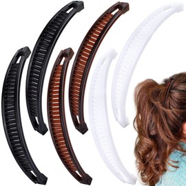 Axicvloes 6 Pcs Banana Hair Clips for Women, Flat Double Combs Hair Barrettes, Non-Slip Large Hair Claw Clip Accessories for Long Short Thick Thin Hair (3 Colors)