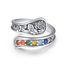 KINGWHYTE Chakra Spoon Ring 925 Sterling Silver Chakra Thumb Ring Healing Jewelry Birthday Gifts for Women Mom Yoga Lover