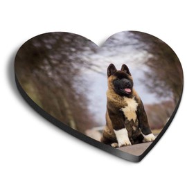 1 x Heart MDF Magnets - Large American Akita Puppy Dog 15711