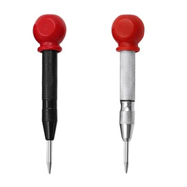PrimeBlis Automatic Punch, Carbide Automatic Punch, Automatic Center Punch, Drilling Position, Metal, Wood, Plastic, Ironwork Supplies (Black, Silver)