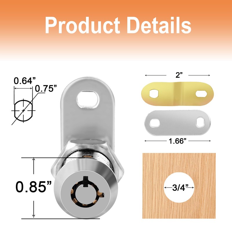 Cam Locks Keyed Alike 5/8" RV Storage Lock 4PCS RV