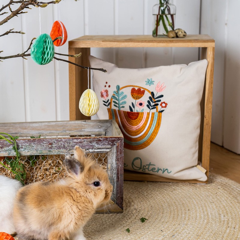Papierdrachen Cushion Cover for Easter Decoration in Boho Style –
