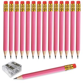 Adhere 25pcs Golf Pencils with eraser Hexagon Wooden Pencils Graphite 2B for Golf Event Scoring,Classroom,Wedding,Company Meetings,Pew, Pocket (Pink)