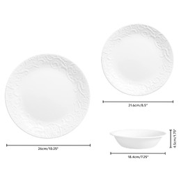 Corelle 12pc Bella Faenza Dinnerware Set for 4 - 3X More Durable Glass, Half Weight of Ceramic, up to 80% Recycled
