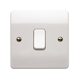 Mk K4876WHI 10A 1-Gang Double Pole 1-Way Plate Switch