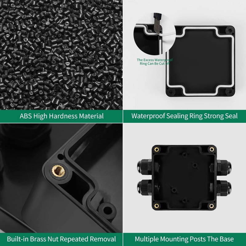 JINDOUZI ABS IP67 Waterproof Dustproof Electrical Junction Box, with 15A