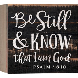 P. Graham Dunn Be Still and Know I am God Black Distressed 7 x 7 Inch Solid Pine Wood Boxed Pallet Wall Plaque Sign