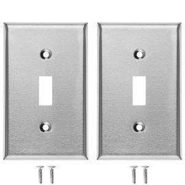 2 Pack Metal Toggle Switch Wall Plate, 1 Gang, Standard Size, 4.5'' x 2.75'', 430 Grade Stainless Steel, Corrosion and Heat Resistant Unbreakable Metal, Light Switch Cover Panel, With Matching Screws
